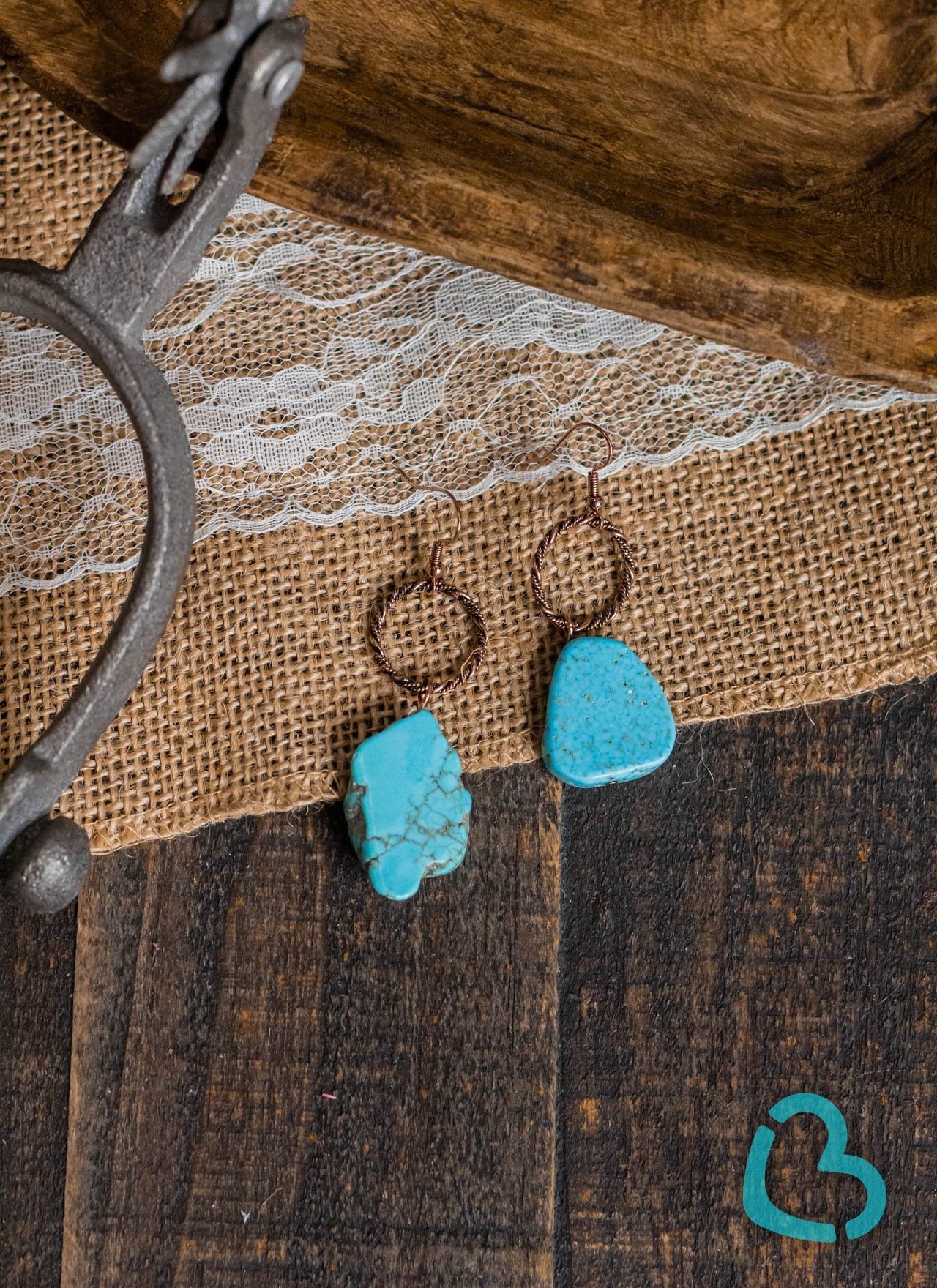Calamity Jane Natural Stone Earring Turquoise/Bronze Jewelry 18 