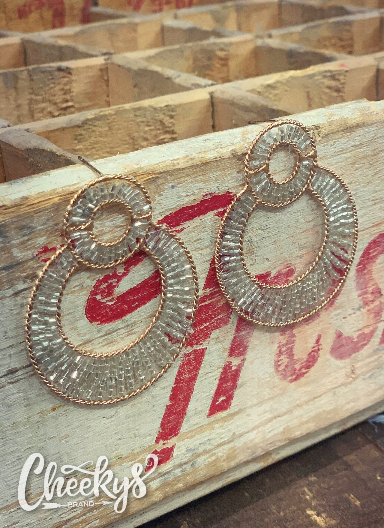 The Artemis Circle Beaded Earrings in Champaign Jewelry 19 