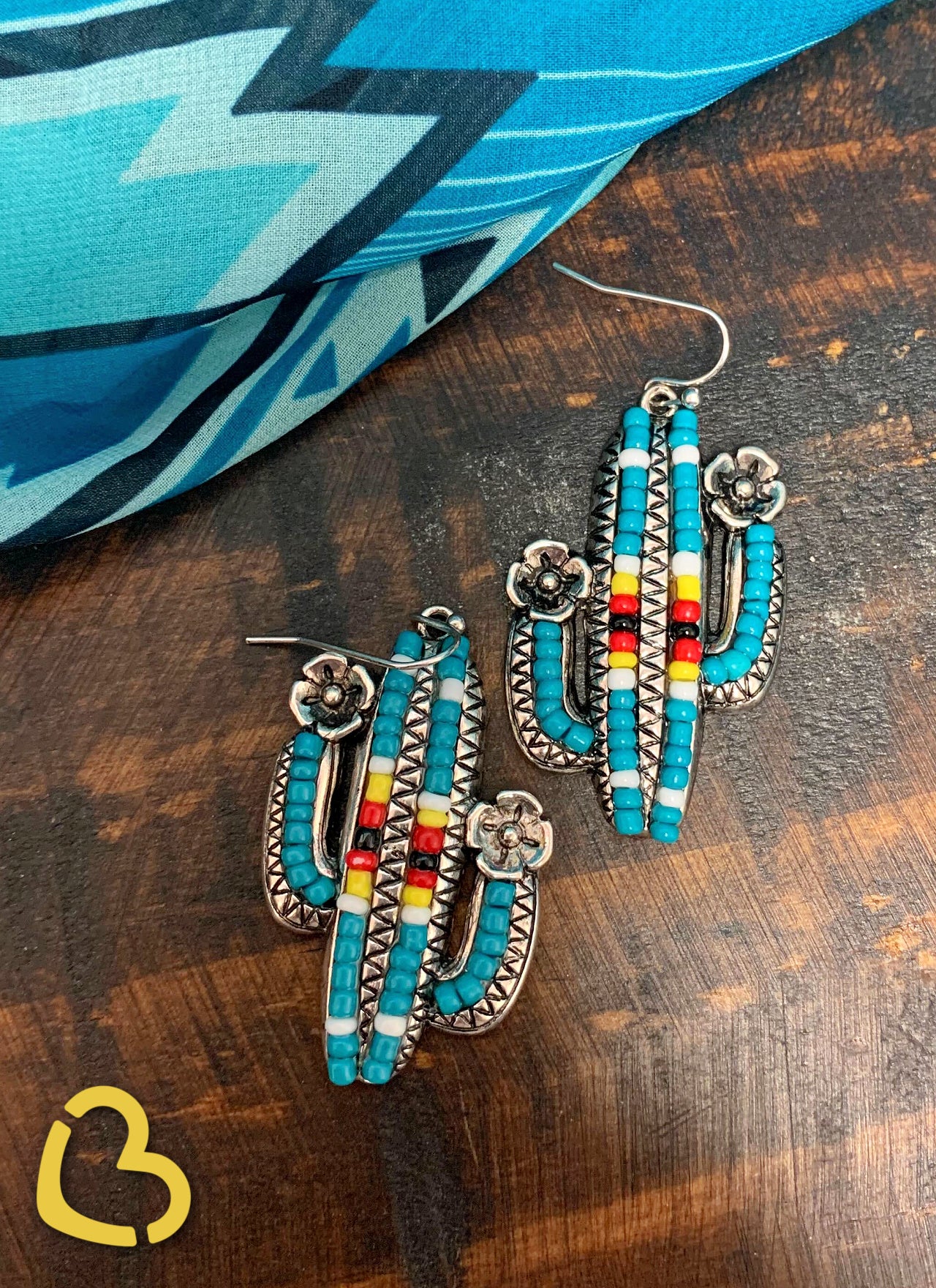 The Clayton Cactus Beaded Earrings in Turquoise Jewelry 176 