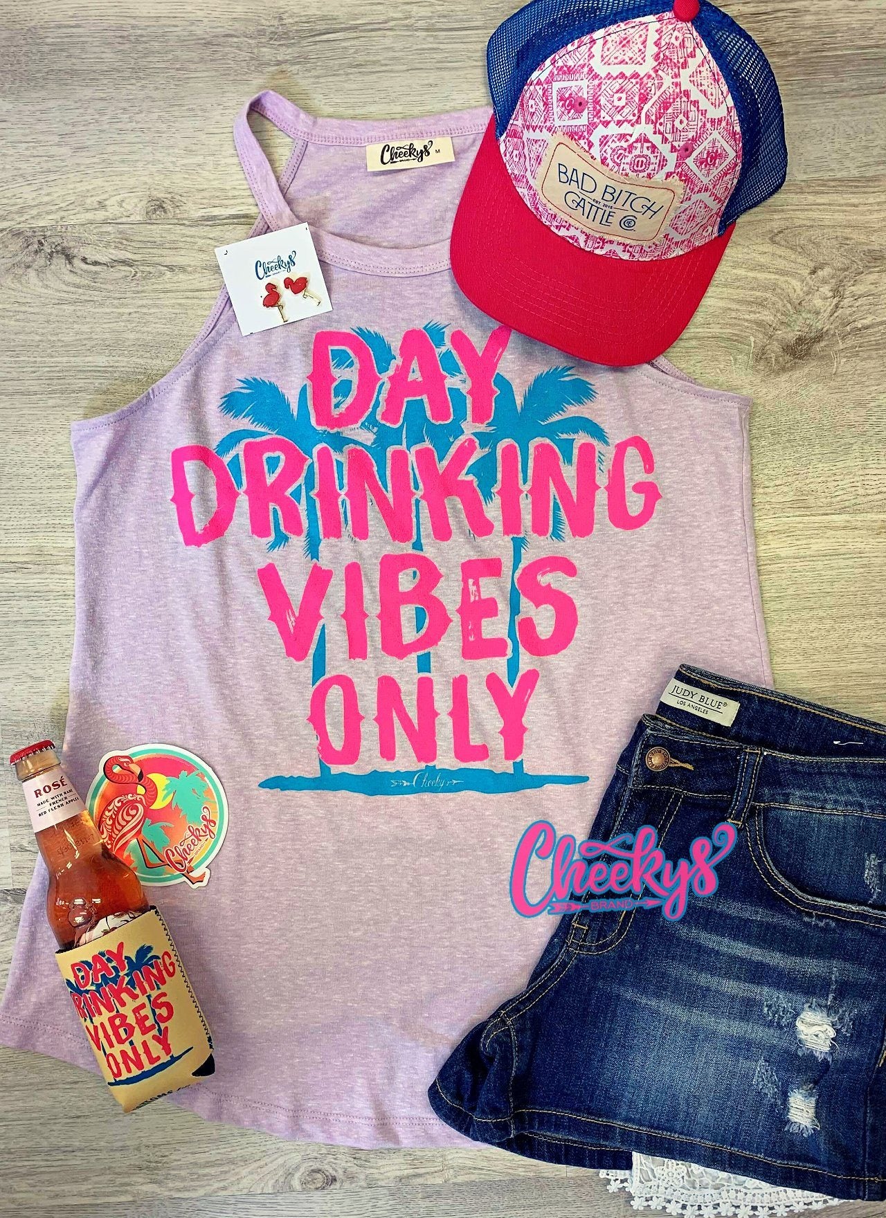 Day Drinking Vibes Only Tank on Lavender Cheekys Apparel 23 