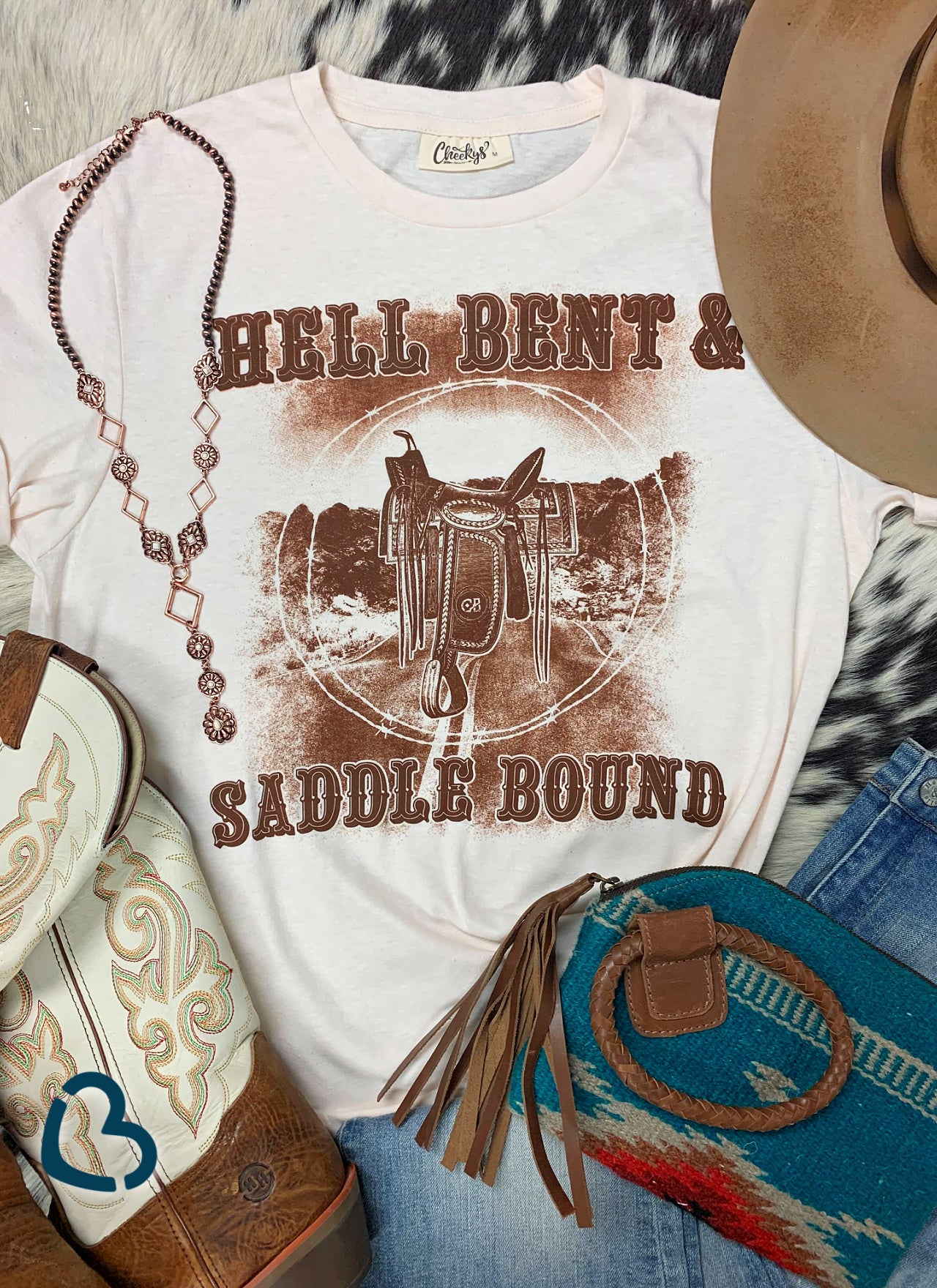 Hell Bent and Saddle Bound Unisex On Natural Cheekys Apparel 23 