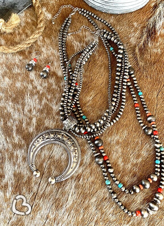 Faye 5 Strand Squash Navajo Multi Color Necklace Set Jewelry MOA 