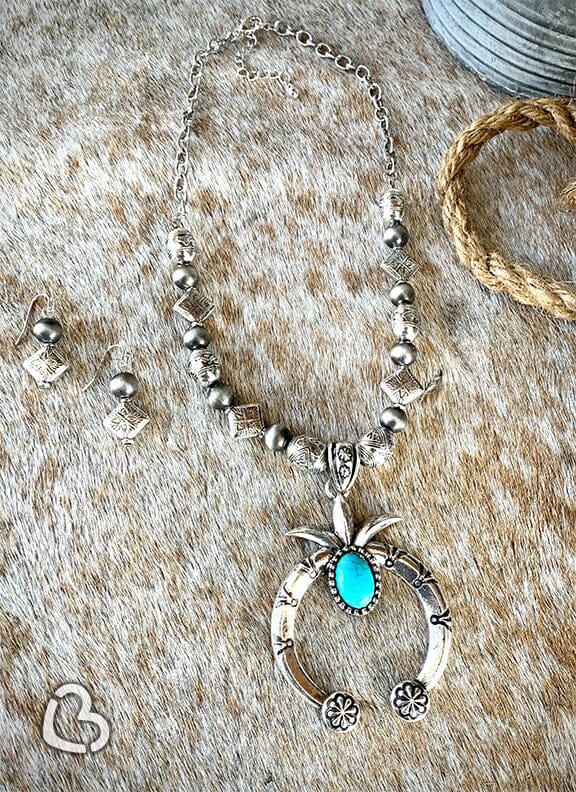 Jane Navajo Turquoise Squash Necklace and Earrings Set Jewelry MOA 