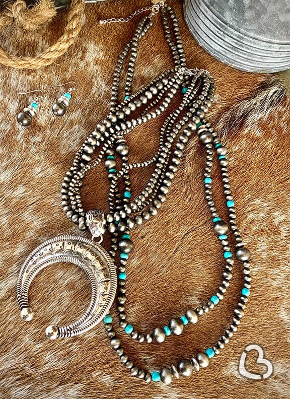 Faye 5 Strand Squash Navajo Turquoise Necklace Set Jewelry MOA 