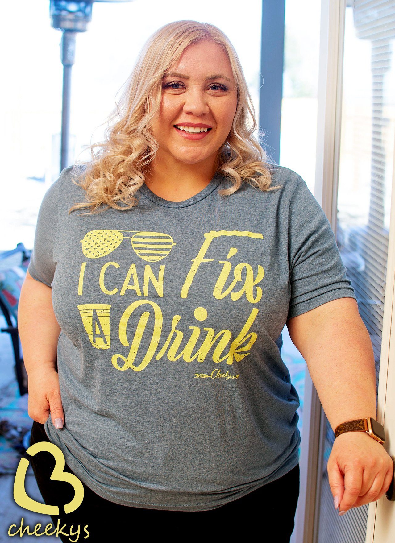 I Can Fix a Drink Unisex Tee on Chambray Cheekys Apparel 37 