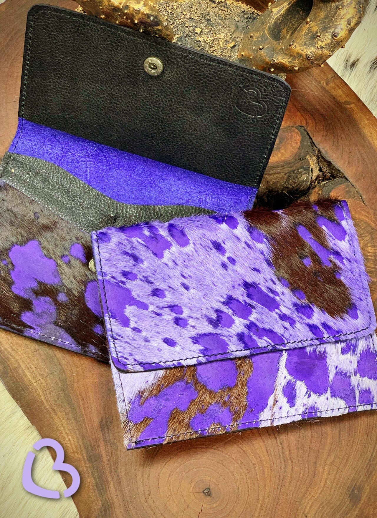The Riley Leather Wallet in Purple Rein Wallets & Clutches vendor-unknown 