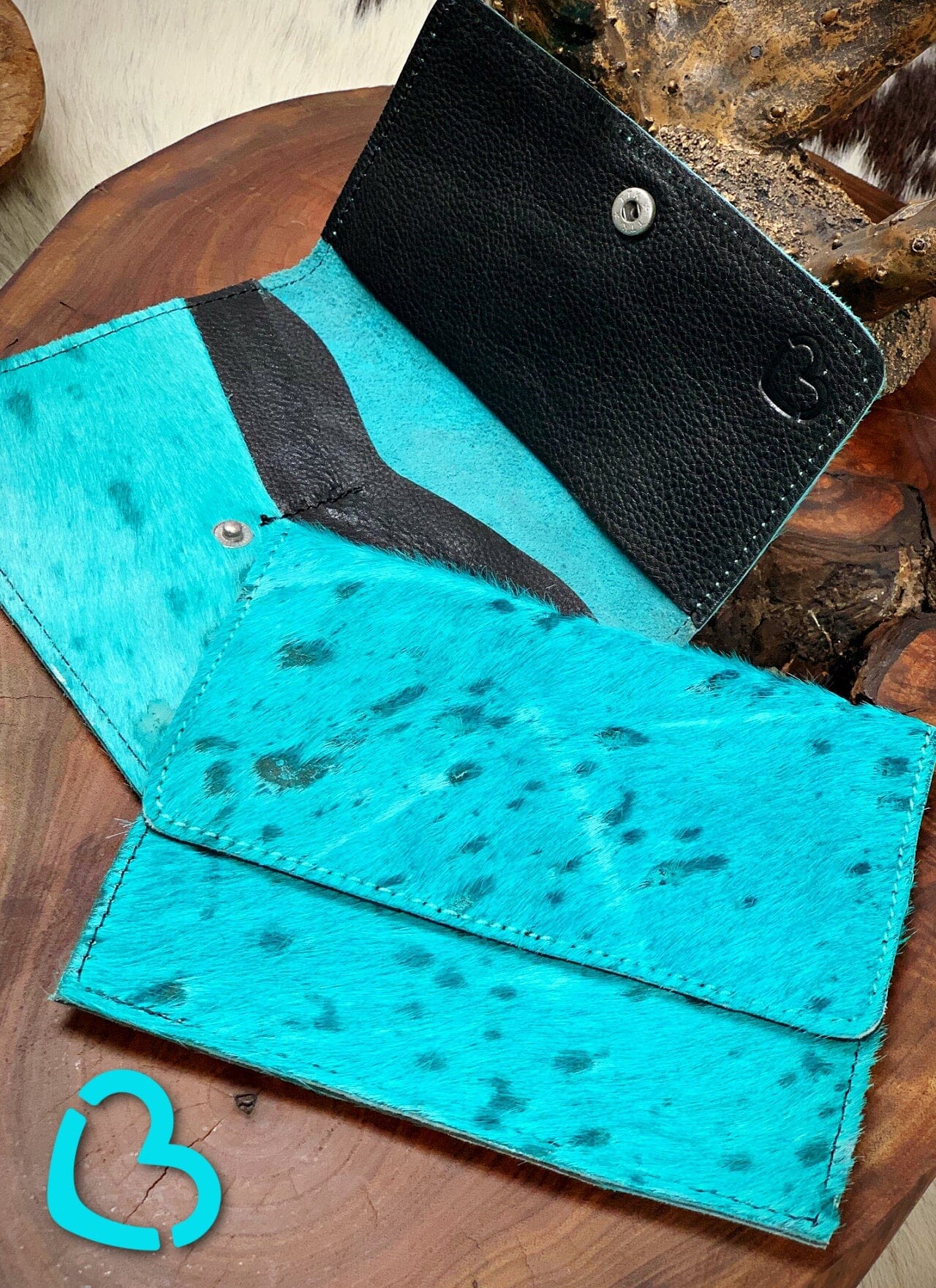 The Riley Leather Wallet in Texhoma Turquoise Wallets & Clutches vendor-unknown 
